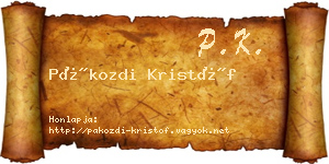 Pákozdi Kristóf névjegykártya